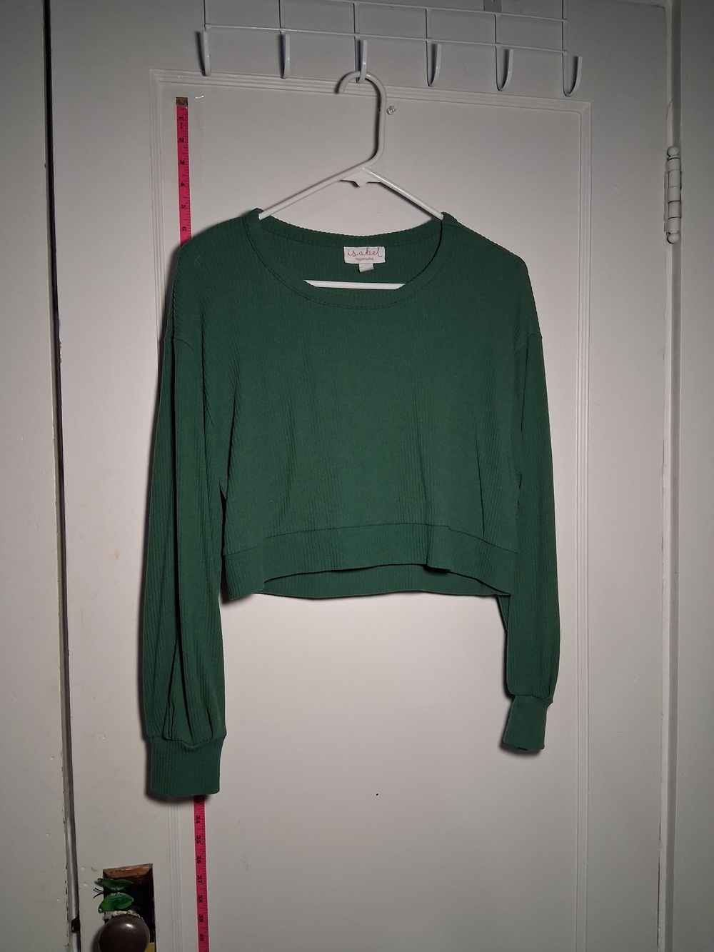 Ingrid & Isabel Green Long Sleeve Crop Top S